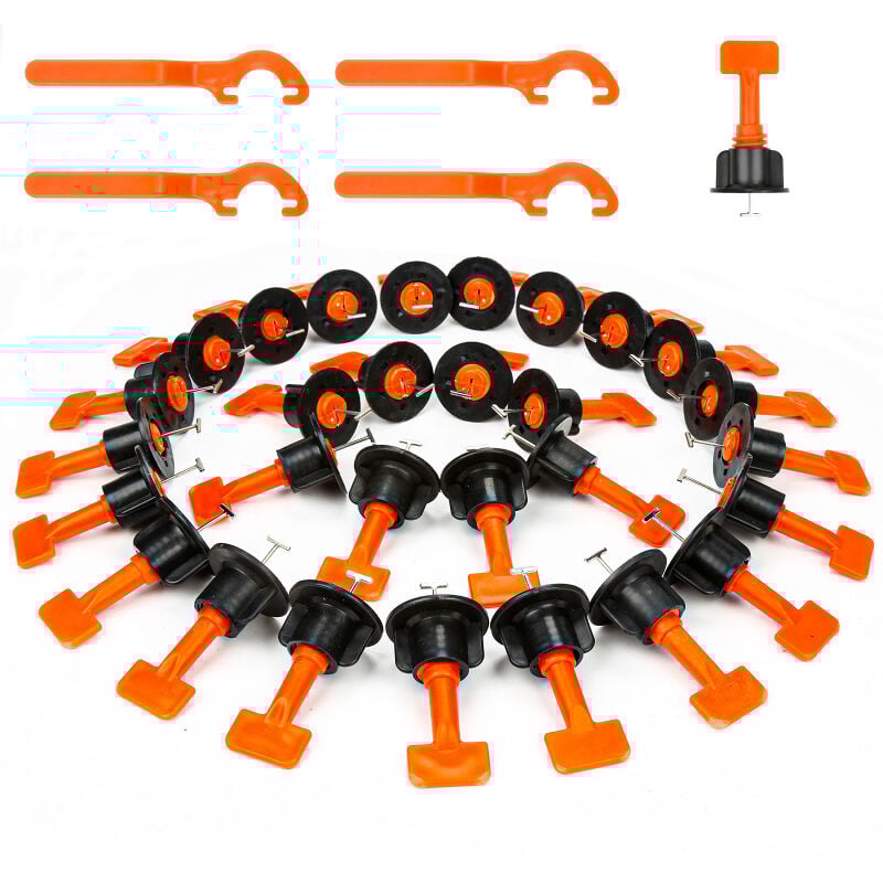 Swanew 220 Stück Fliesen Nivelliersystem Kit Wiederverwendbar Fliesen Nivellierer Set Verstellbar Fliesen Abstandshalter mit Spezialschlüssel