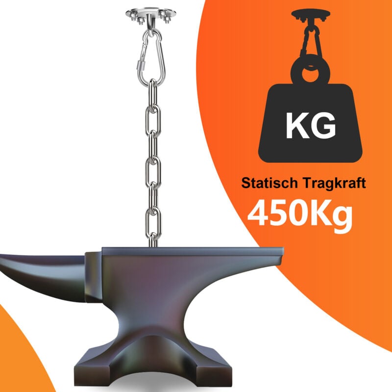 Swanew 2X Deckenhaken Hängesessel Befestigung 450kg Edelstahl Belastbare Schwerlasthaken Geeignet als Deckenhalterung für Yogatuch & Boxsack