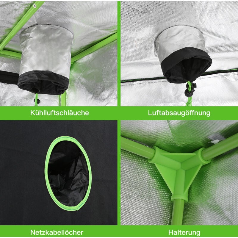 Vingo - swanew Growbox Beobachtungsfenster Gewächshaus Growzelt Indoor Pflanzenzelt 120x60x180CM