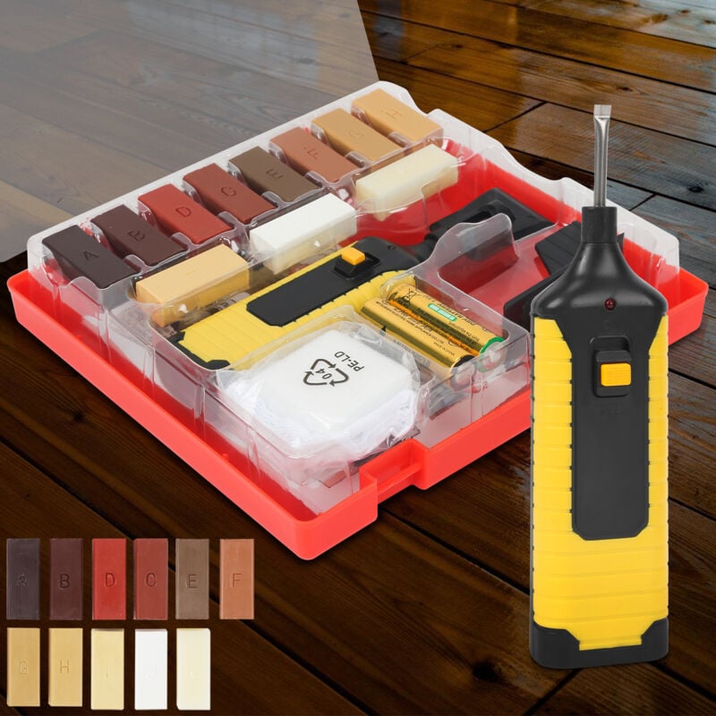 Swanew Holz Reparatur Set für Laminat und Parkett mit 11 Farben Hartwachsstangen Parkett Fliesenreparaturset Sonstige Handwerkzeuge