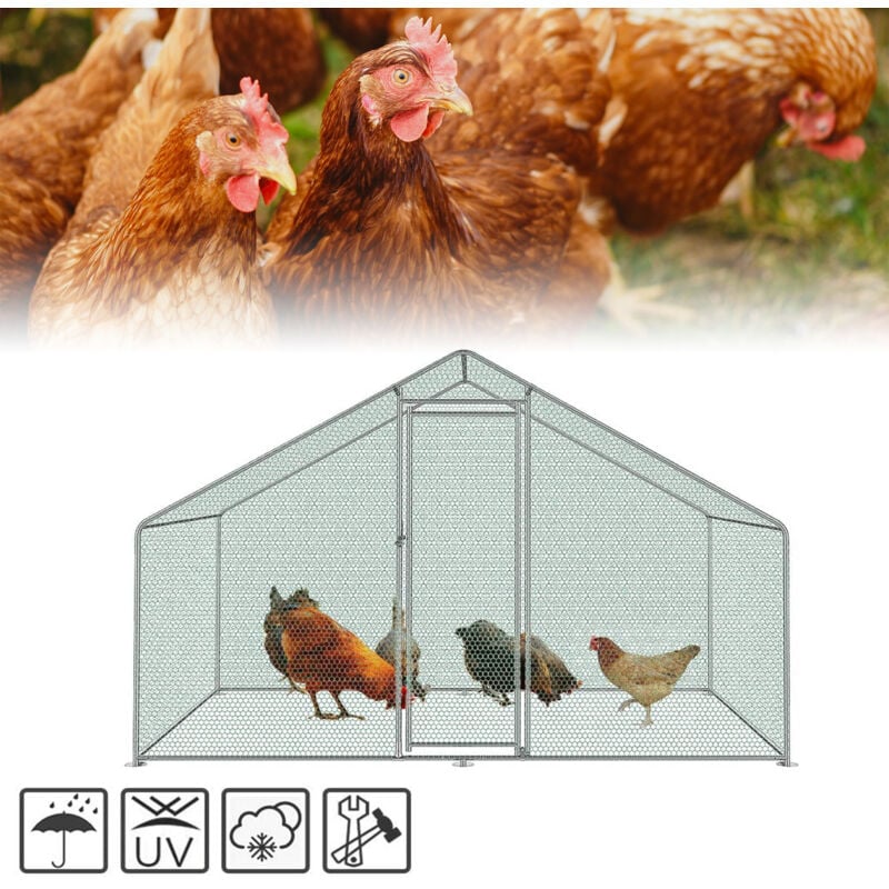 Vingo - swanew Hühnerstall Freilaufgehege Voliere Tiergehege Kleintierstall Hühnerhaus Geflügelstall 3x2x2m