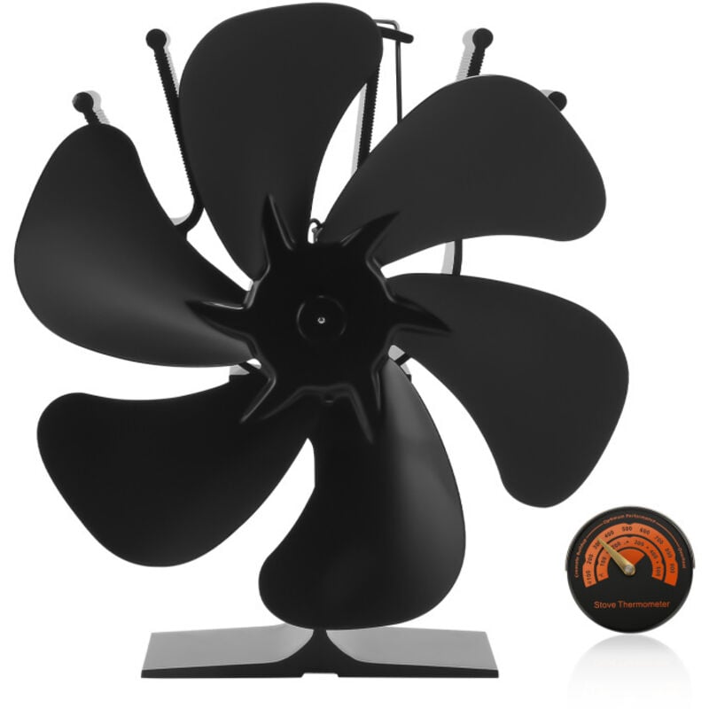 Swanew Kaminventilator Ofenventilator Kaminofen Ventilator 6 Flügel 50℃ Start leiser Betrieb Holzofenventilator, thermisch angetriebener mit