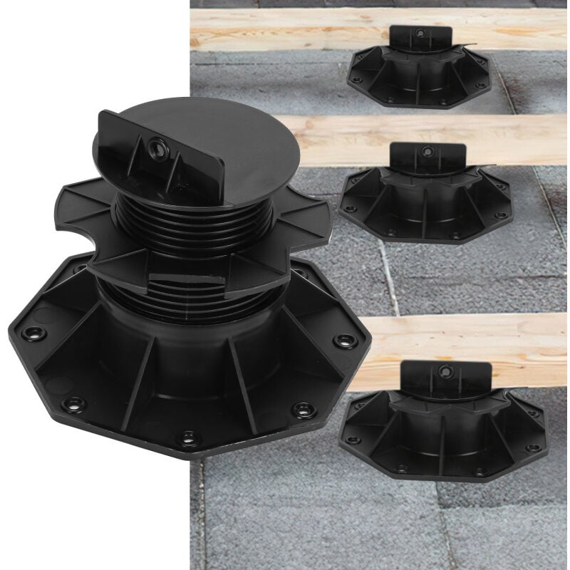 Swanew Stelzenlager 60-140 mm für Terrassendielen Außen aus wpc Holz Höhenverstellbares Kunststoff Unterkonstruktion Terrasse Gartenhaus Komplettset