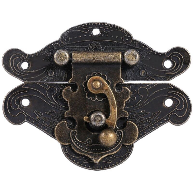 ZVD - Vintage Antique Embossing Hasp Latches Latch Lock Clasp with Screws for Decorative Cabinet Cupboard Jewelry Box Gift Box Suitcase or Furniture