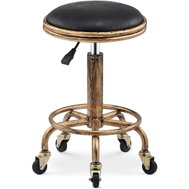 Vintage-Barhocker, Rollenhocker, 360° drehbarer Barhocker, höhenverstellbarer Barhocker 50–64 cm, Friseurhocker, Werkstatthocker, Bartischhocker