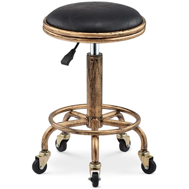 Vintage Barhocker, Rollenhocker, 360° Pivotan Barhocker 50-64cm, Friseurhocker Werkstatthocker Bartischhocker