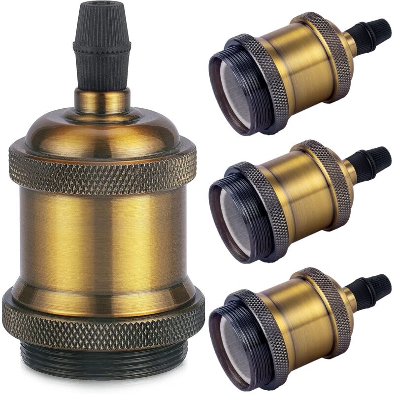 Vintage E27 Lampenfassung, Edison Retro-Pendelleuchte, massiver Keramikadapter, 4-teilige Vintage-Messingfassung