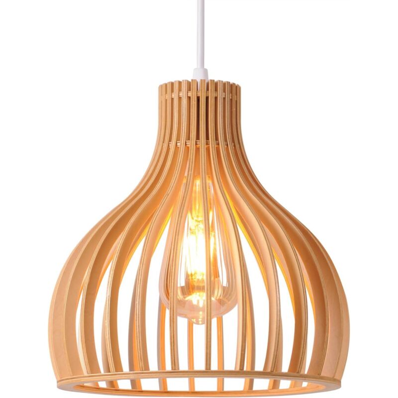 Vintage-Hängeleuchte aus Holz für Wohnzimmer, dekorative Vogelkäfig-Deckenleuchte, handgefertigte Retro-Deckenleuchte E27, höhenverstellbar für