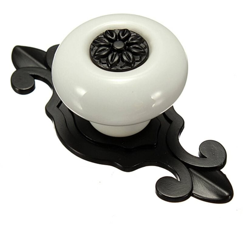 Tlily - Vintage Keramik Tür Knöpfe Schublade Schrank Schrank Schrank Pull Griff Weiß + Schwarz
