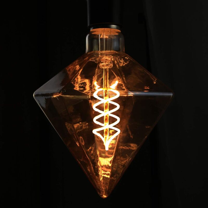 Vintage led Edison Glühbirne E27 Retro Glühlampe 3W Dekorative Spirale Diamantlampe, Antikgold warmweiße Lampen für Retro-Beleuchtung im Home Cafe