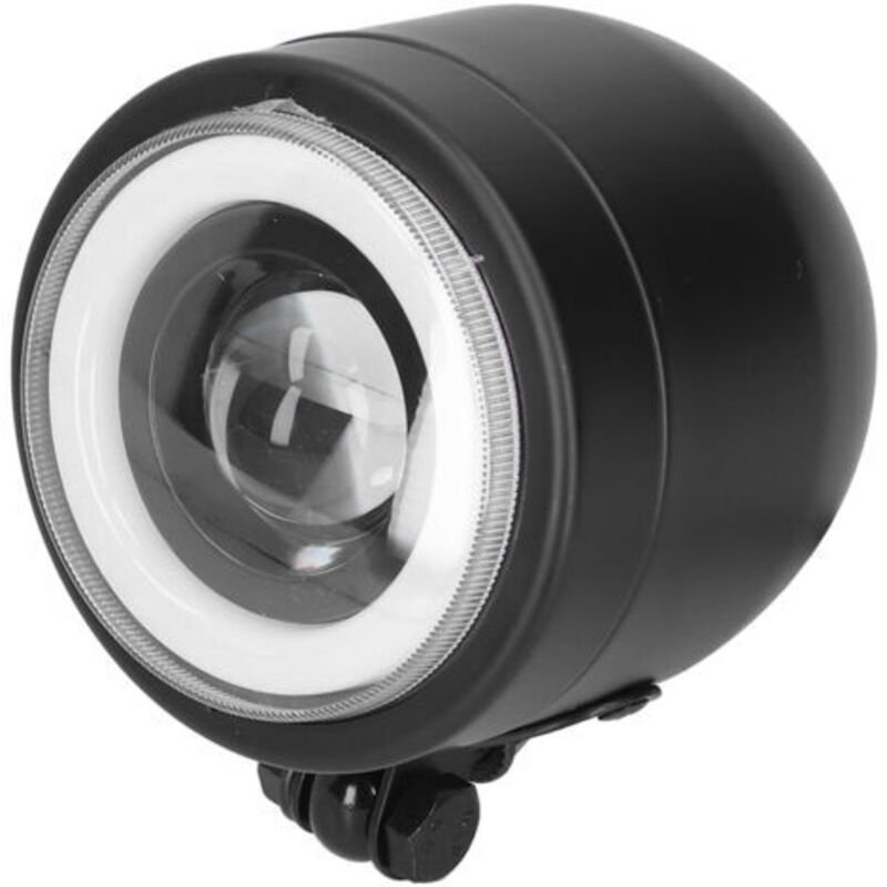 Vintage runder LED-Angel-Eye-Scheinwerfer, Frontlampe geeignet für Cruiser, Chopper, Bobber, Cafe Racer Motorräder (weißes und gelbes Licht)