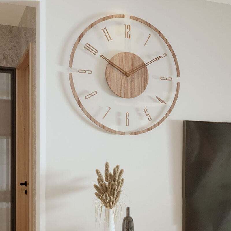 Odipie - Vintage-Wanduhr im dekorativen Stil, Holz-Wohnkultur, runde Wanduhr, durchbrochenes Design, moderne Kunstuhr