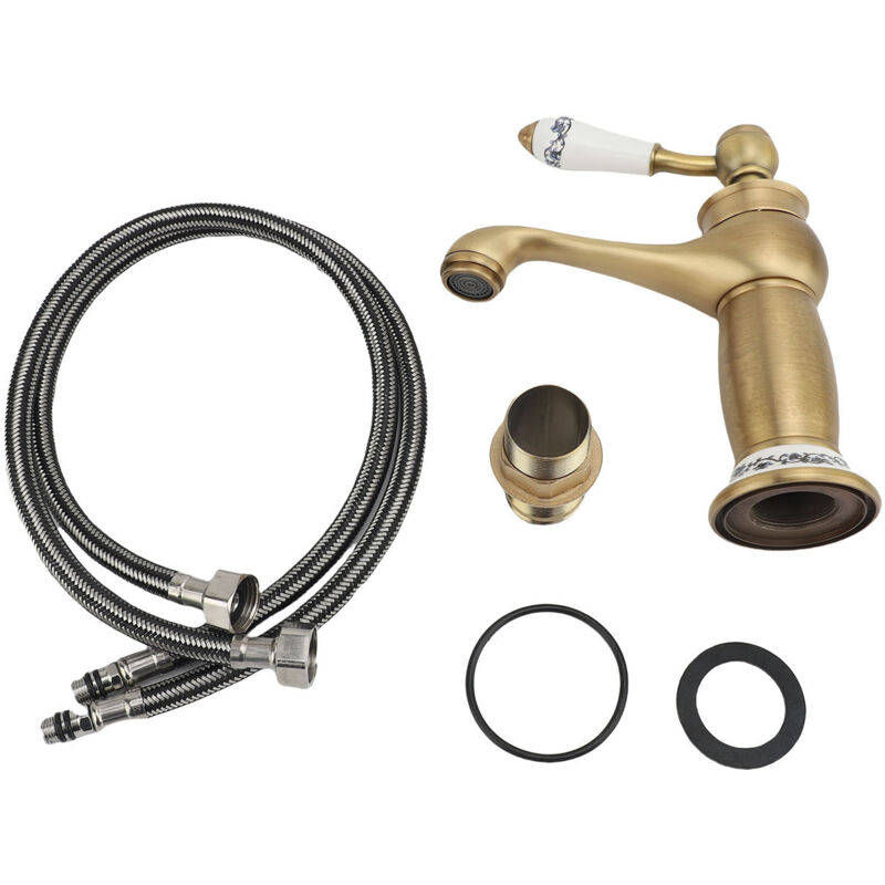 Vintage-Waschtischarmatur aus Messing, antike Keramikarmatur aus Messing, Vintage-Waschtischarmaturen, Vintage-Badezimmerarmaturen mit