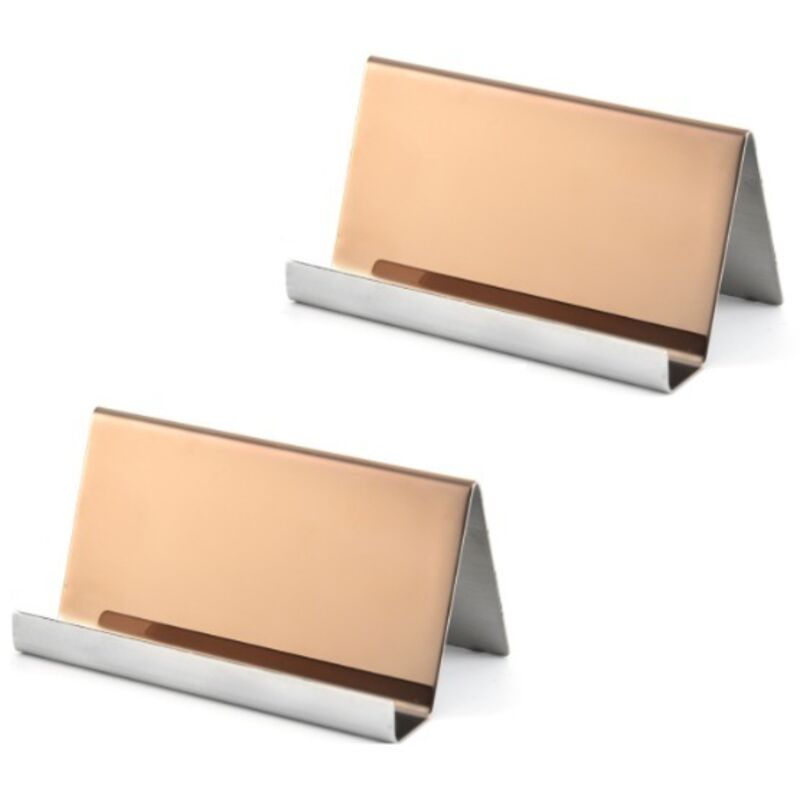 Visitenkartenetui aus Edelstahl (2er-Set) – Fassungsvermögen: bis zu 80 Karten – Roségold – Zur Aufbewahrung von Visitenkarten im Büro, auf dem