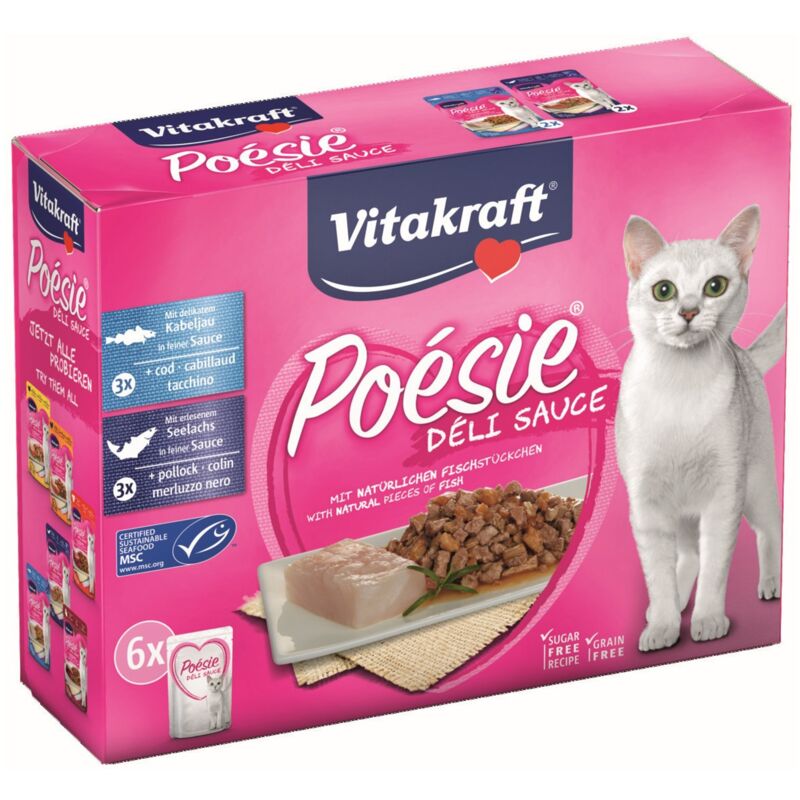 Vitakraft - Katzenfutter Poesie DeliSauce, Multipack Fisch - 6 Beutel