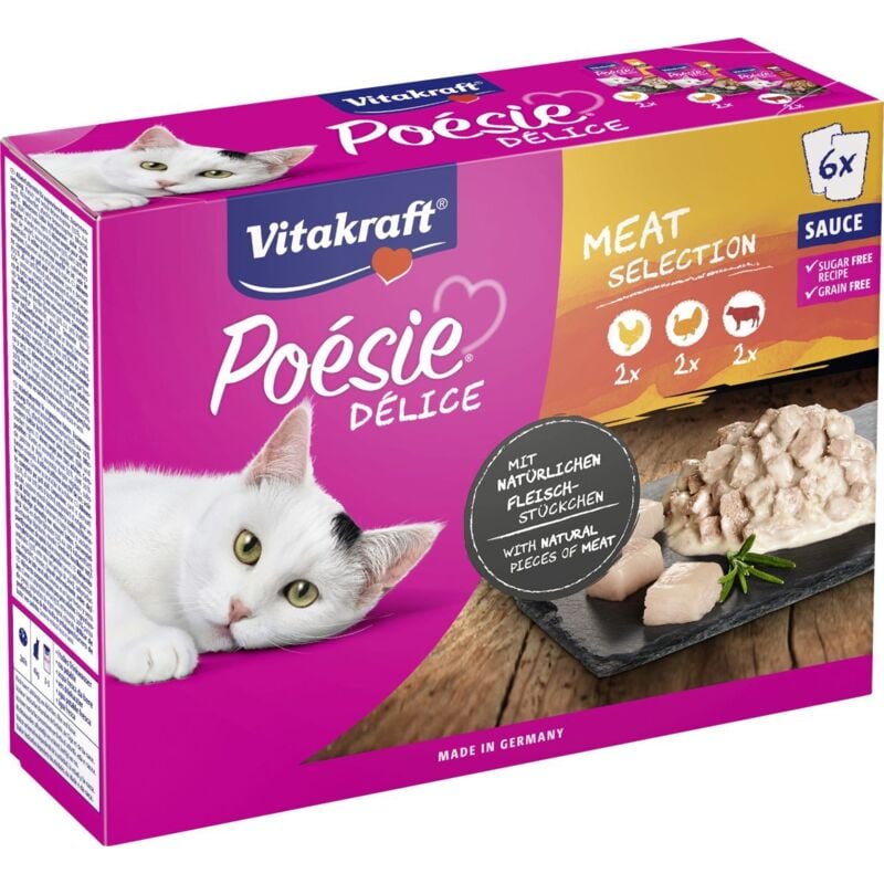 Vitakraft Katzenfutter Poesie DeliSauce, Multipack Fleisch - 6 Beutel