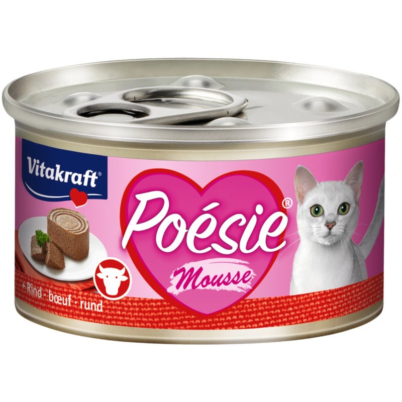 Vitakraft - Katzenfutter Poesie Mousse, Rind - 12 Dosen