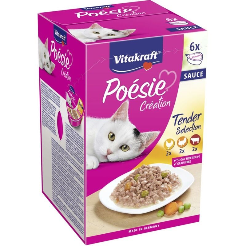 Vitakraft - Katzenfutter Poesie Sauce, Multipack - 6 Schalen