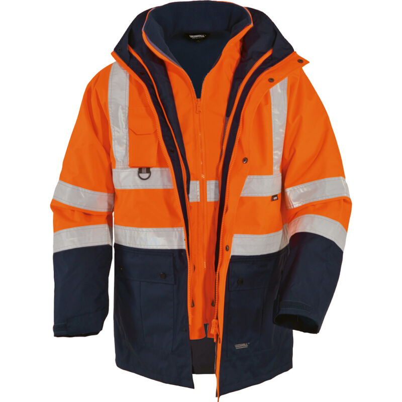 Vizwell - Warnschutz Parka 5 in 1, VWJK44 Gr. 3XL orange/marine
