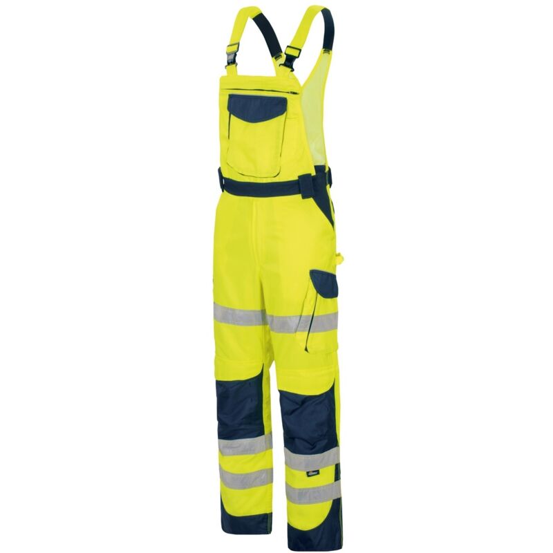 Vizwell Herren Warnschutz-Kontrast-Latzhose VWTC115 Gr. 94 gelb/marine
