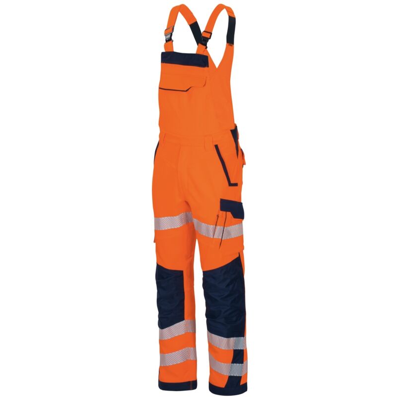 Vizwell - Warnschutz-Latzhose Flex-HiVis VWT191 Gr. 106 leuchtorange/marine