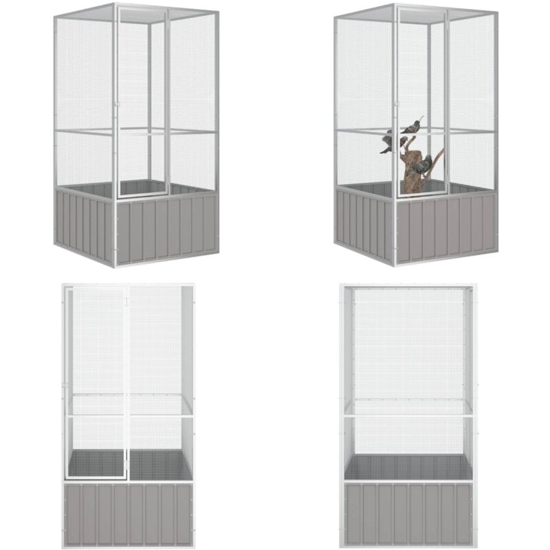 Vogelkäfig Grau 111x107x211,5 cm Verzinkter Stahl - Vogelkäfig - Vogelkäfige - Home & Living - Grau