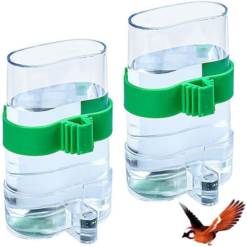 Vogelkäfig-Wasserflasche, 2-teiliger automatischer Wasserspender für Vögel, transparenter Vogel-Wasserspender, automatischer Tränker