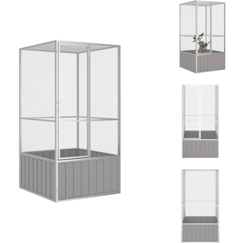 Vogelkäfige & -ständer - Living Vogelkäfig Grau 111x107x211,5 cm Verzinkter Stahl - Grau