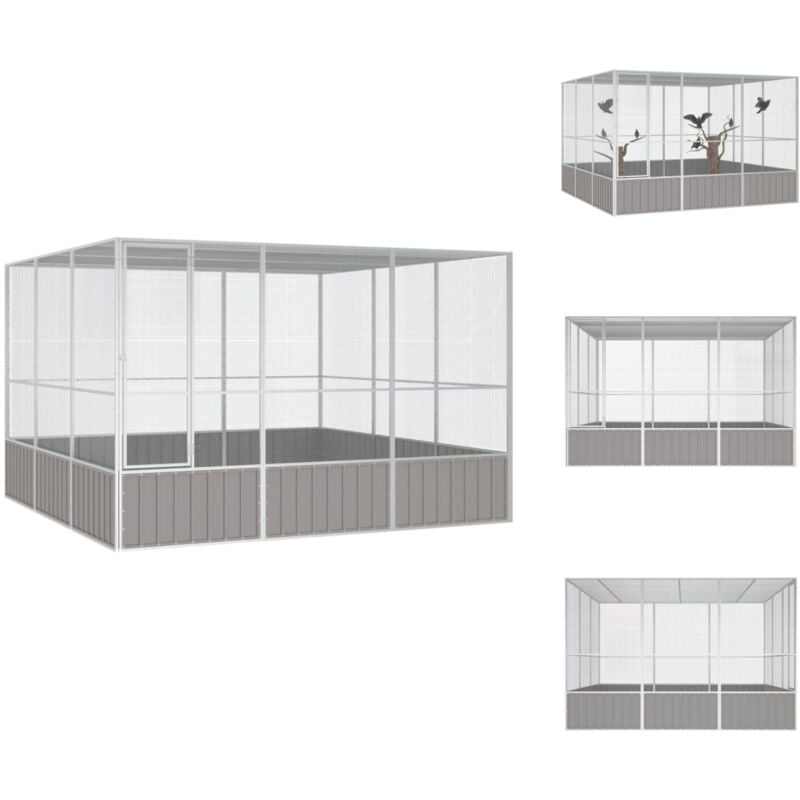 Vidaxl - Vogelkäfige & -ständer - Living Vogelkäfig Grau 302,5x324,5x211,5 cm Verzinkter Stahl - Grau