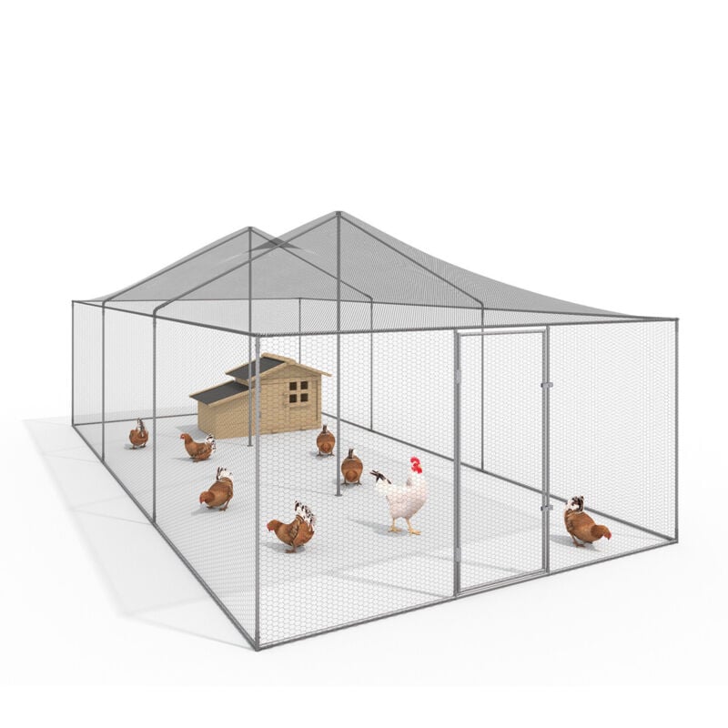 Voliere 18 m² Gitterpark 6 x 3 M Hühnergehege für Hinterhoftiere