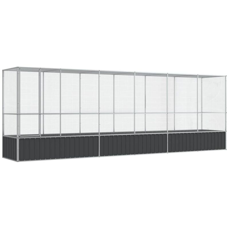 Voliere mit Erweiterung Silbern 626,5x107x212 cm Stahl vidaXL