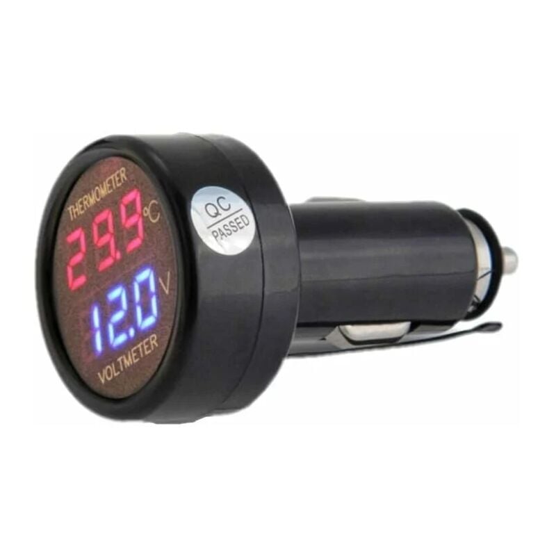 Fitags - 2-in-1 Voltmeter und Thermometer, digitales Autobatterie-Spannungsmessgerät, Temperaturanzeige, Monitor, Tester, dc 12V 24V - rw Autos &