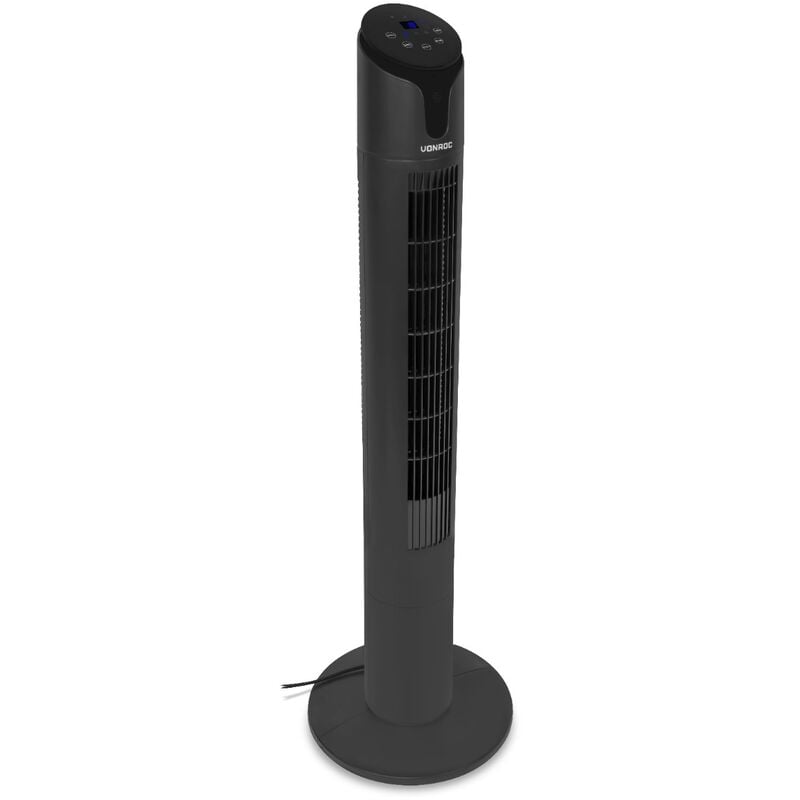 Vonroc - Hochwertiger Turmventilator – 110 cm – Inklusive Fernbedienung – 3 Geschwindigkeits-stufen – Schwenkfunktion – 15-Stunden-Timer – Schwarz