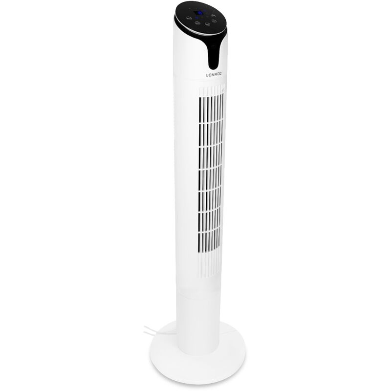 Hochwertiger Turmventilator – 110 cm – Inklusive Fernbedienung – 3 Geschwindigkeits-stufen – Schwenkfunktion – 15-Stunden-Timer – Weiß - Vonroc