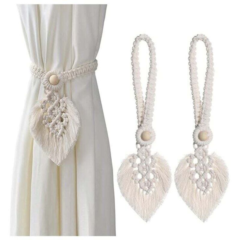 Vorhang-Raffhalter, 2 Stück Boho-Vorhang-Raffhalter, handgefertigte Vorhang-Raffhalter, dekorative Vorhang-Raffhalter, Vorhang-Clips, Schnalle für