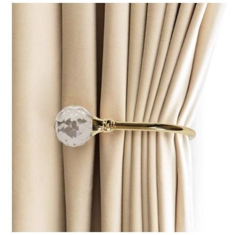 Mumu - Vorhang-Raffhalter, Wandhaken, U-förmige Vorhang-Raffhalter aus Metall, Metallvorhang, 2 Stück (klein, Gold)