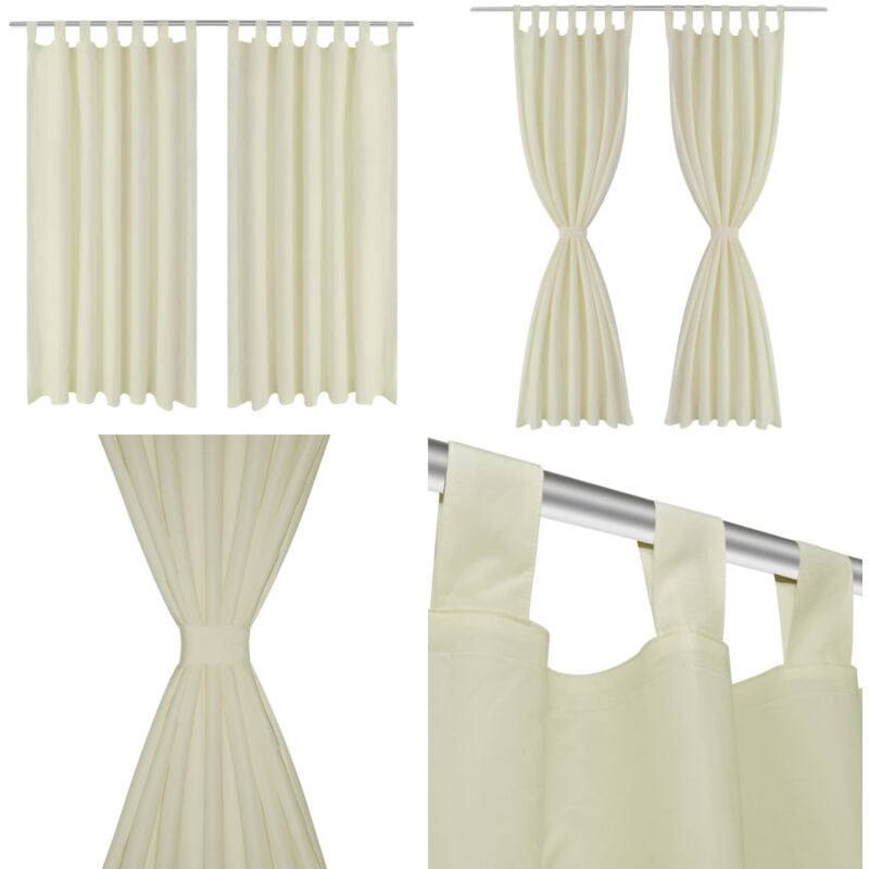 Vorhänge Gardinen aus Satin 2-teilig 140 x 175 cm Creme - Satin Vorhänge - Cremefarbene Vorhänge - Wohnraumdekoration - Fensterdeko - Gardinen - Home