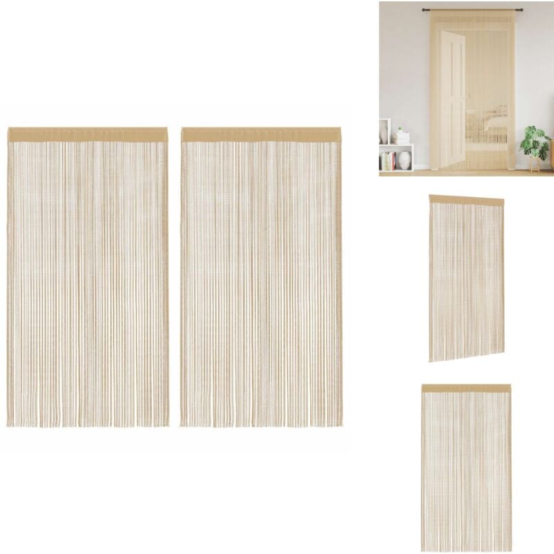Fadenvorhänge 2 Stk. 100 x 250 cm Beige - Fensterdeko - Vorhänge - Gardinen - Beige - Stoffgardine