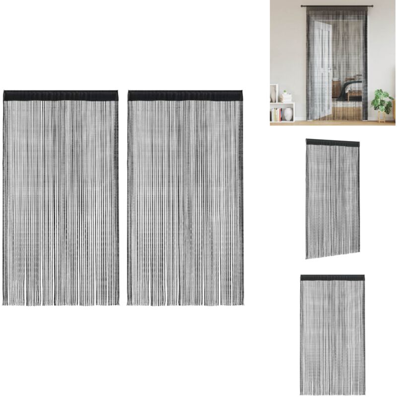 Fadenvorhänge 2 Stk. 100 x 250 cm Schwarz - Fenstervorhänge - Vorhänge Schwarz - Fadenvorhänge - Gardinen - Wohnaccessoires
