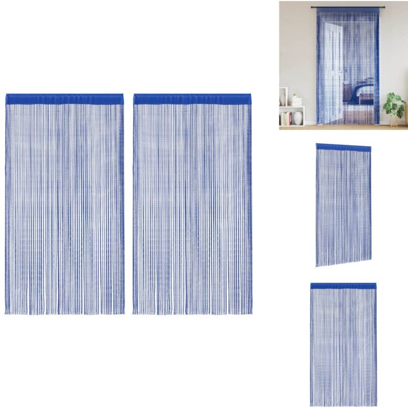 Fadenvorhänge 2 Stk. 140 x 250 cm Blau - Fensterdeko - Vorhänge Blau - Fadenvorhänge - Wohnaccessoires - Gardinen Günstig