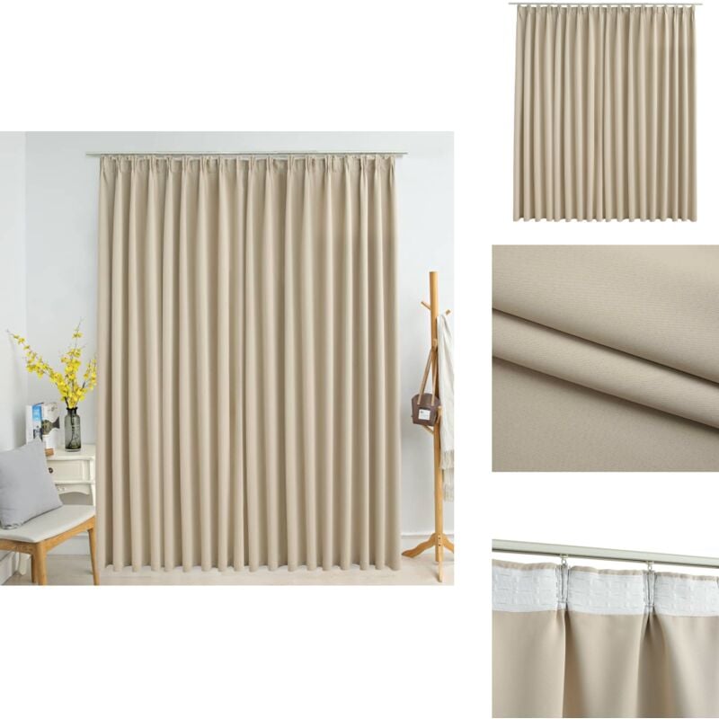 Verdunkelungsvorhang mit Haken Beige 290 x 245 cm - Verdunkelungsvorhang - Polyester Vorhang - Beige Vorhang - Wohnraum Vorhang - Schlafzimmer Vorhang