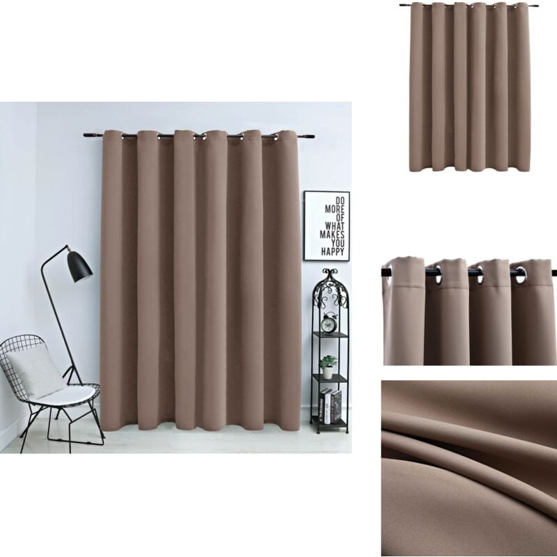 Verdunkelungsvorhang mit Metallösen Taupe 290 x 245 cm - Verdunklungsvorhang - Polyester Vorhang - Wohnraum Vorhang - Schlafzimmer Vorhang - Tapete
