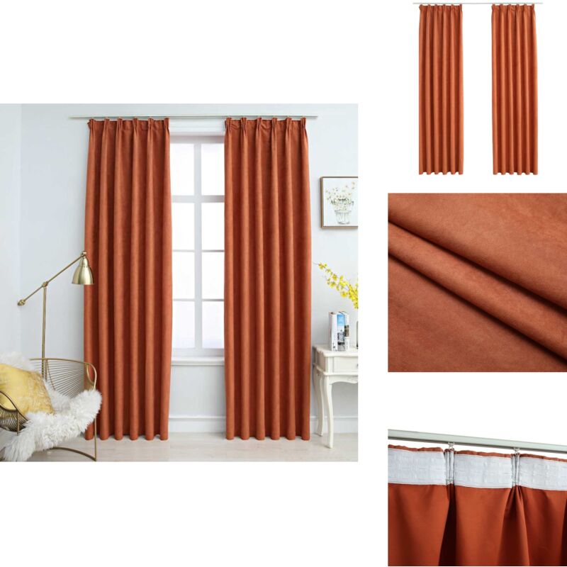 Verdunkelungsvorhänge mit Haken 2 Stk. Rostbraun 140x245 cm - Rostbraune Vorhänge - Wohnraumdekoration - Gardinen Für Das Schlafzimmer - Vorhänge Mit