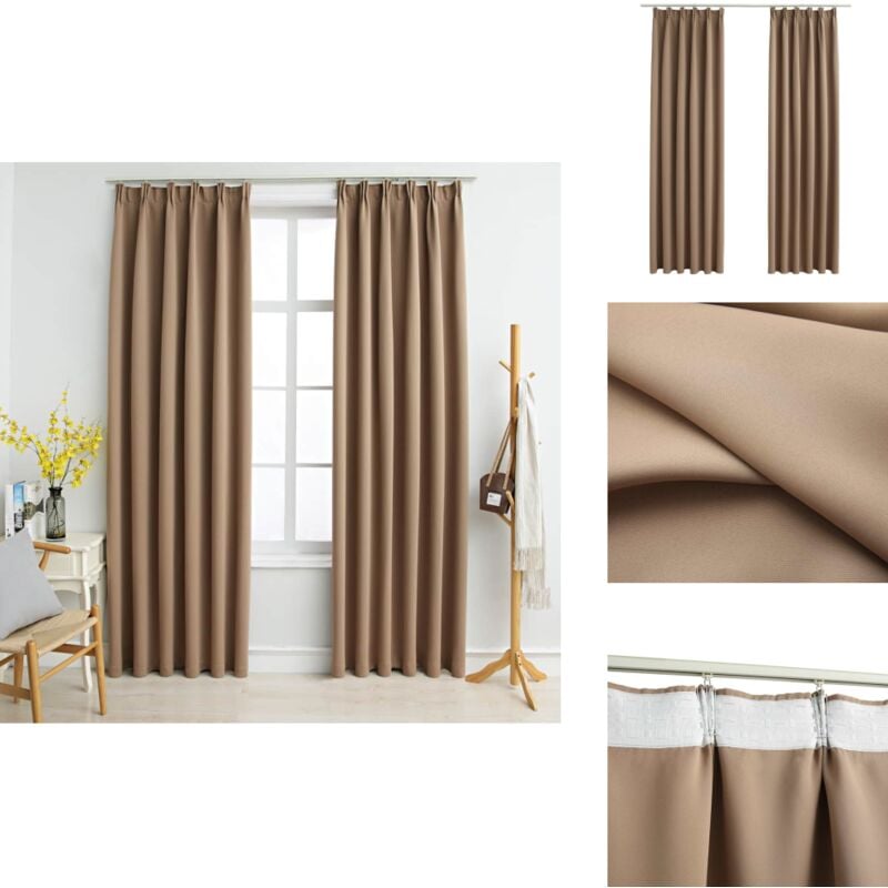Verdunkelungsvorhänge mit Haken 2 Stk. Taupe 140x245cm - Verdunkelungsvorhänge - Gardinen - Wohnaccessoires - Tapete - Vorhangstoffe