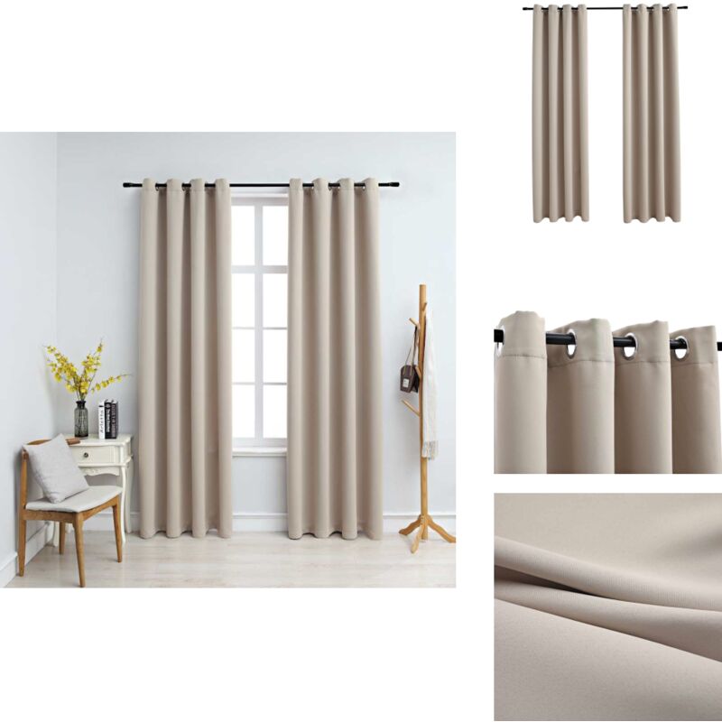 Verdunkelungsvorhänge mit Metallösen 2 Stk. Beige 140x245 cm - Verdunklungsvorhänge - Gardinen - Wohnaccessoires - Vorhänge Beige - Vorhänge 140x245