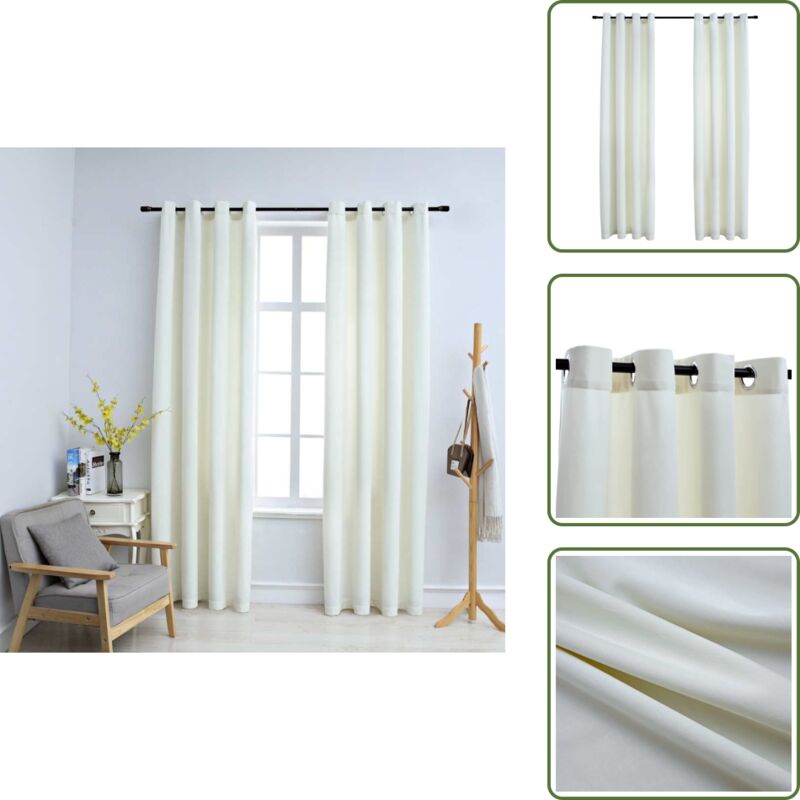 Verdunkelungsvorhänge mit Ösen 2 Stk. Samt Creme 140x225 cm - Elegante Vorhänge - Samtvorhänge - Cremefarbene Vorhänge - Wohnraumdekoration