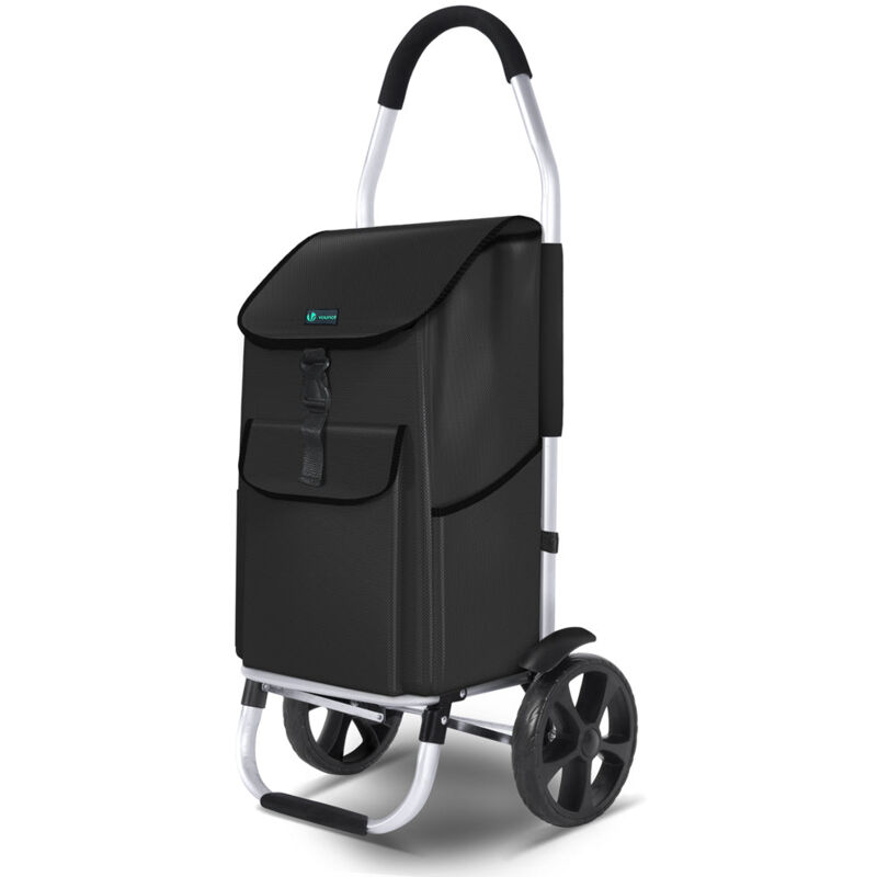 VOUNOT® 2 Räder Einkaufstrolley Klappbar mit 45L Wasserdichter Tasche, Schwarz