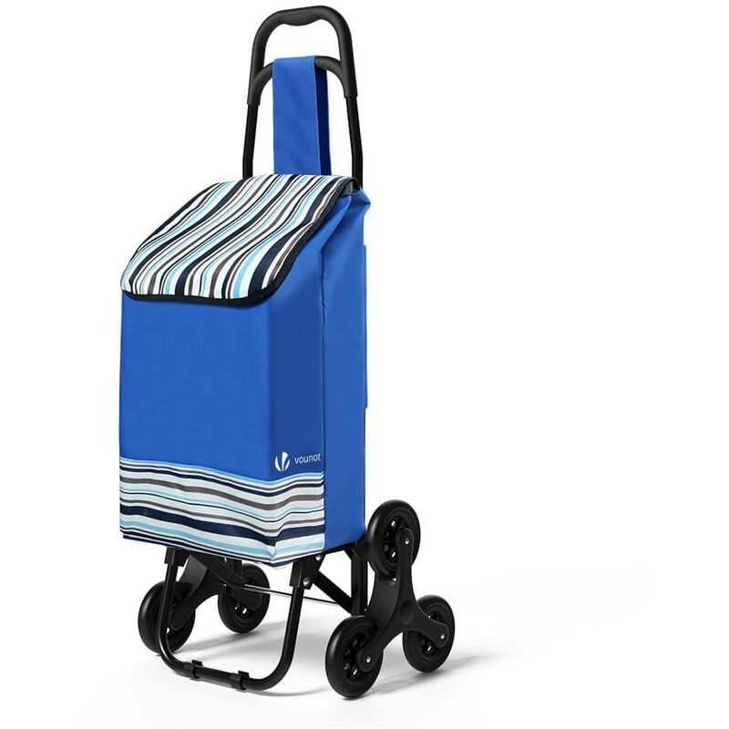 VOUNOT® Einkaufstrolley Klappbar mit 6 Räder, Treppensteiger 32L, Blau