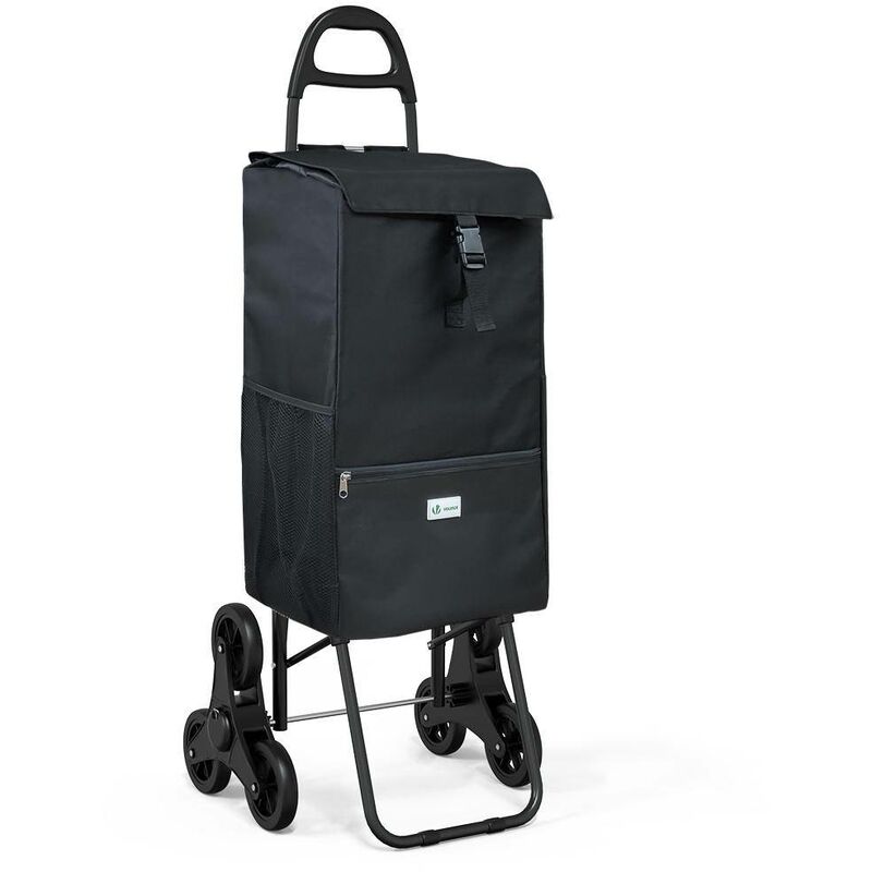 VOUNOT® Einkaufstrolley Klappbar mit 6 Räder und Kühlfach, Treppensteiger, 40L
