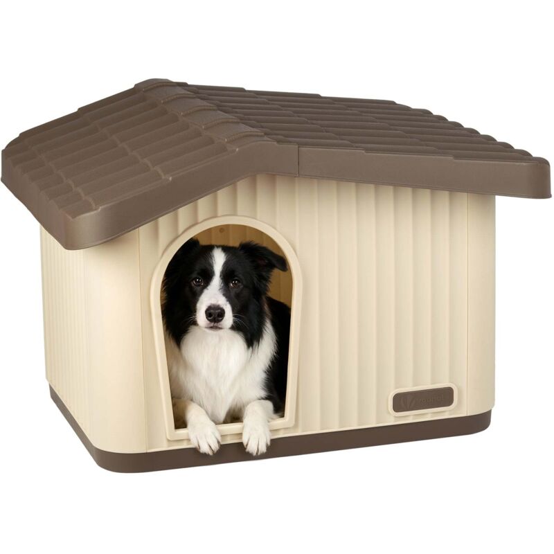 VOUNOT® Katzenhaus & Hundehütte Indoor Outdoor, Haustierhaus Winterfest und Wetterfest 75 x 63 x 51 cm, Beige